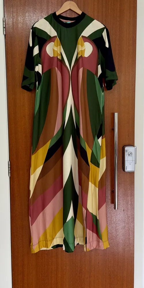 vestido farm novo s/ tag. vestido cropped listra arara p