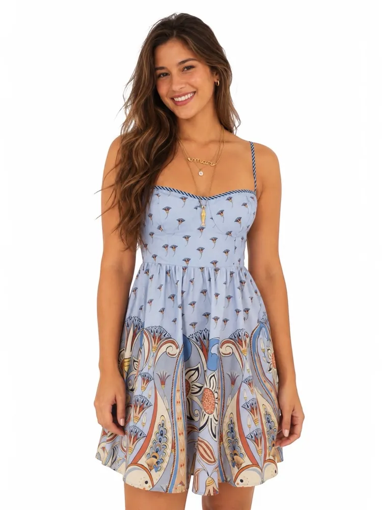 vestido farm novo s/ tag. vestido curto lenço riviera m