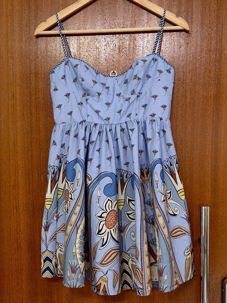 vestido farm novo s/ tag. vestido curto lenço riviera p