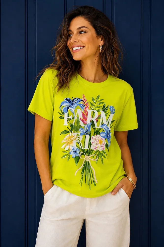 camiseta farm nova c/ tag. T-shirt buquê de flores m