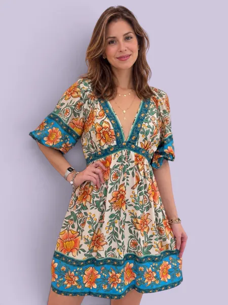 Farm Novo Vestido Curto Jardim Boho