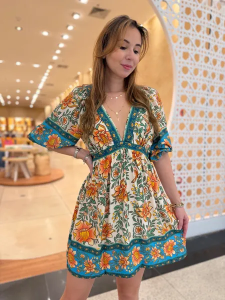 Farm Novo Vestido Curto Jardim Boho