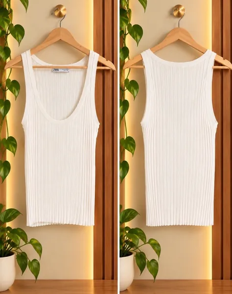 ZARA blusa regata canelada sem mangas