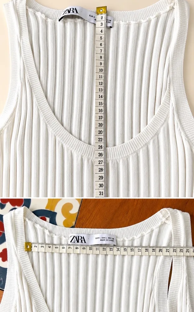 ZARA blusa regata canelada sem mangas