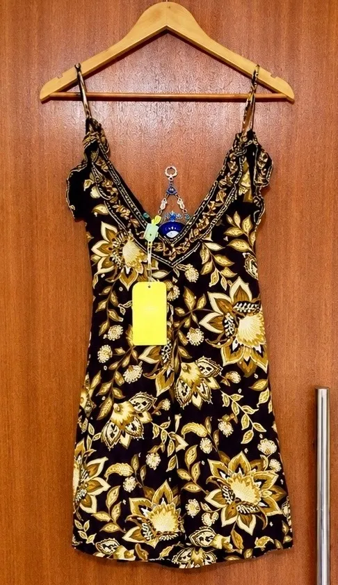 FARM novo P. Vestido curto envelope Flora Abacaxi