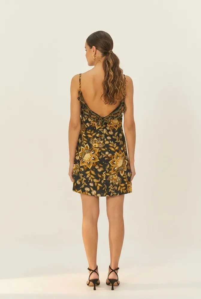 FARM novo P. Vestido curto envelope Flora Abacaxi