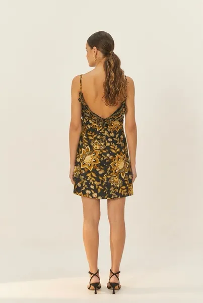 FARM novo P. Vestido curto envelope Flora Abacaxi