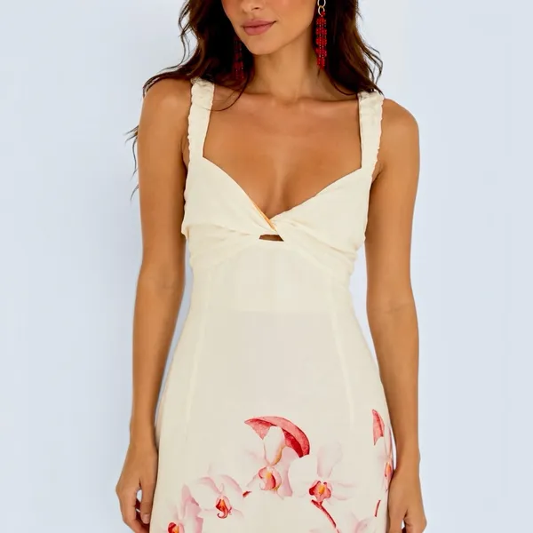 FARM novo PP Vestido cropped Afrodite bege