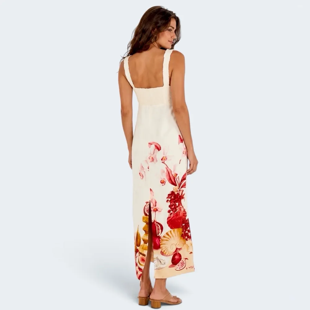 FARM novo PP Vestido cropped Afrodite bege