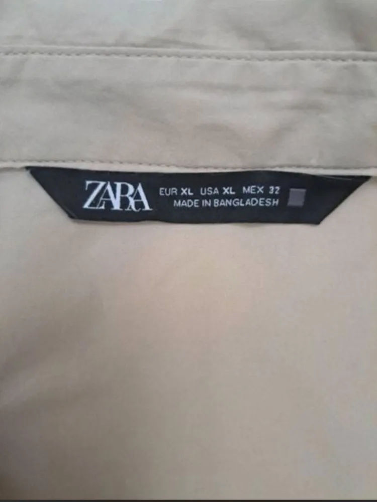 Camisa Zara mangas lingas Bege Tam - G