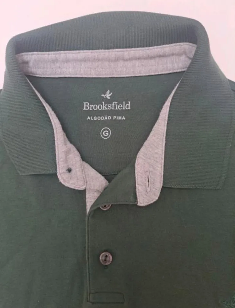 camiseta polo manga longa verde tam-G