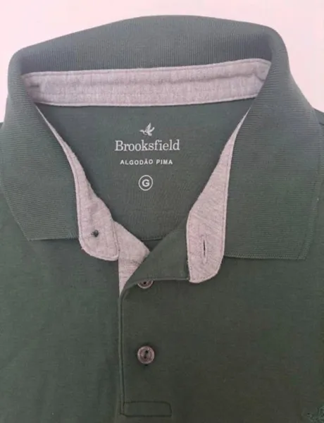 camiseta polo manga longa verde tam-G