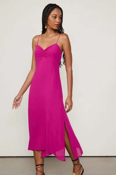 Vestido midi animale slip colors fúcsia 38