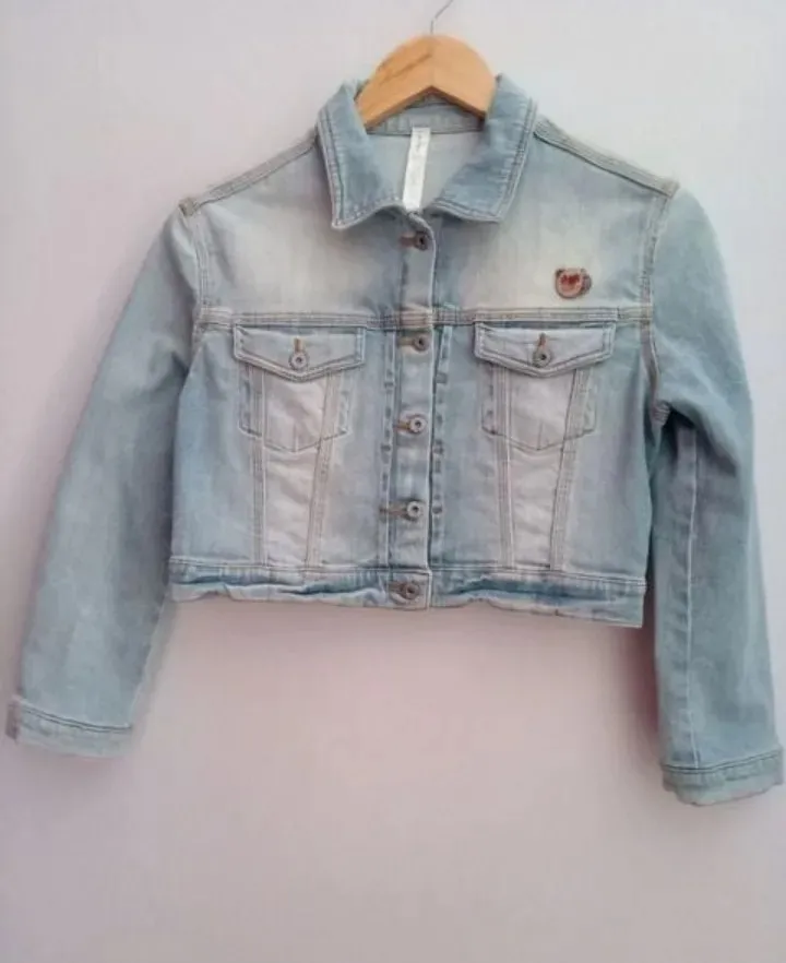 Jaqueta jeans cropped vintage Carmim
