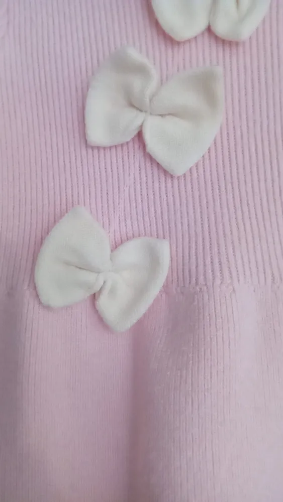 Vestido trico rosa e off white