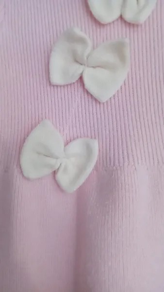 Vestido trico rosa e off white