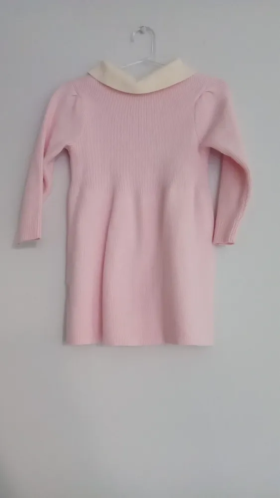 Vestido trico rosa e off white
