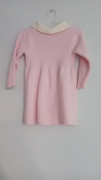 Vestido trico rosa e off white