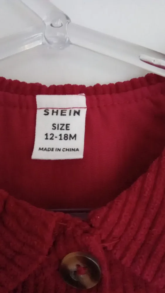 Vestido veludo cotelê vinho tam. 12 a 18 meses