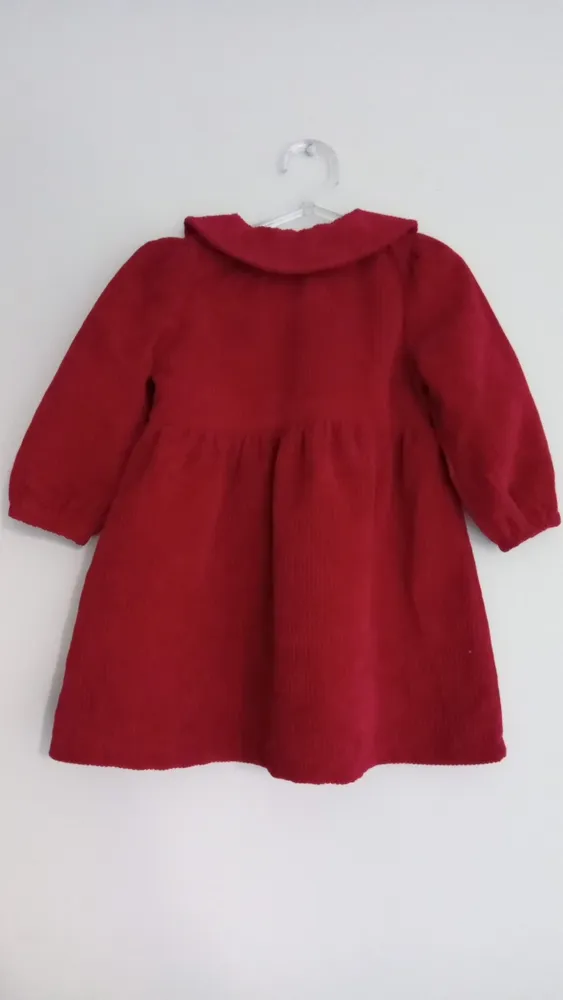 Vestido veludo cotelê vinho tam. 12 a 18 meses