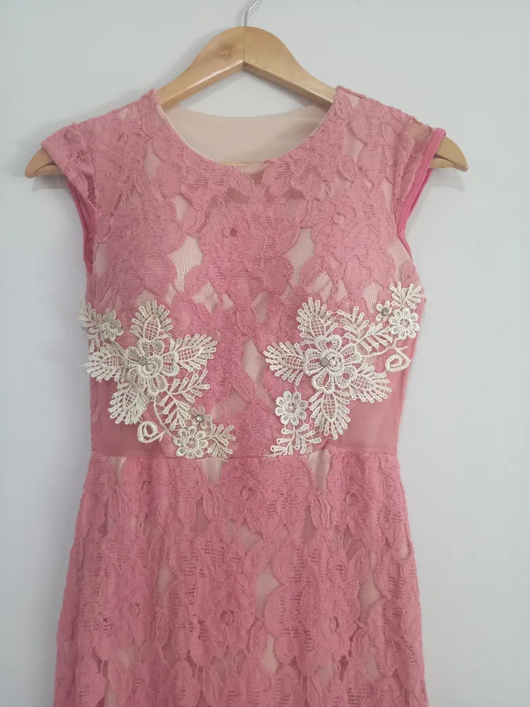 Vestido festa rosa salmão PP