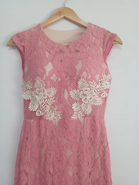 Vestido festa rosa salmão PP