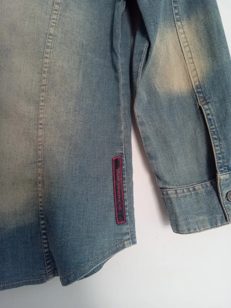 Camisa jeans ellus estonada manga 3/4