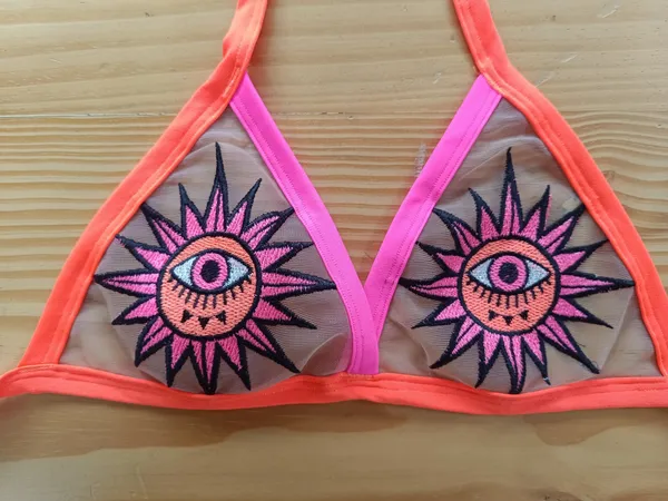 Biquini Neon top tule bordado