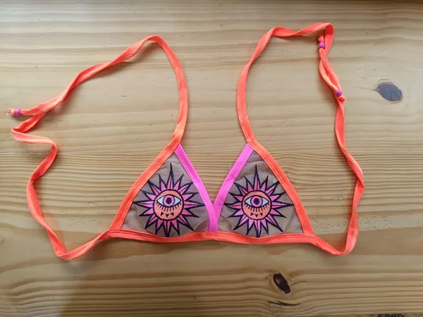 Biquini Neon top tule bordado