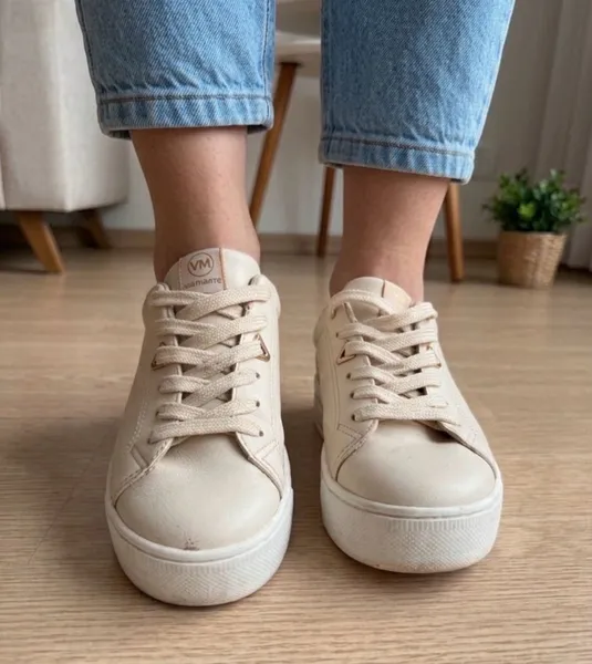 tenis plataforma bege