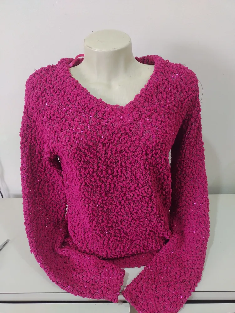 tricot marfinno fucsia com brilho