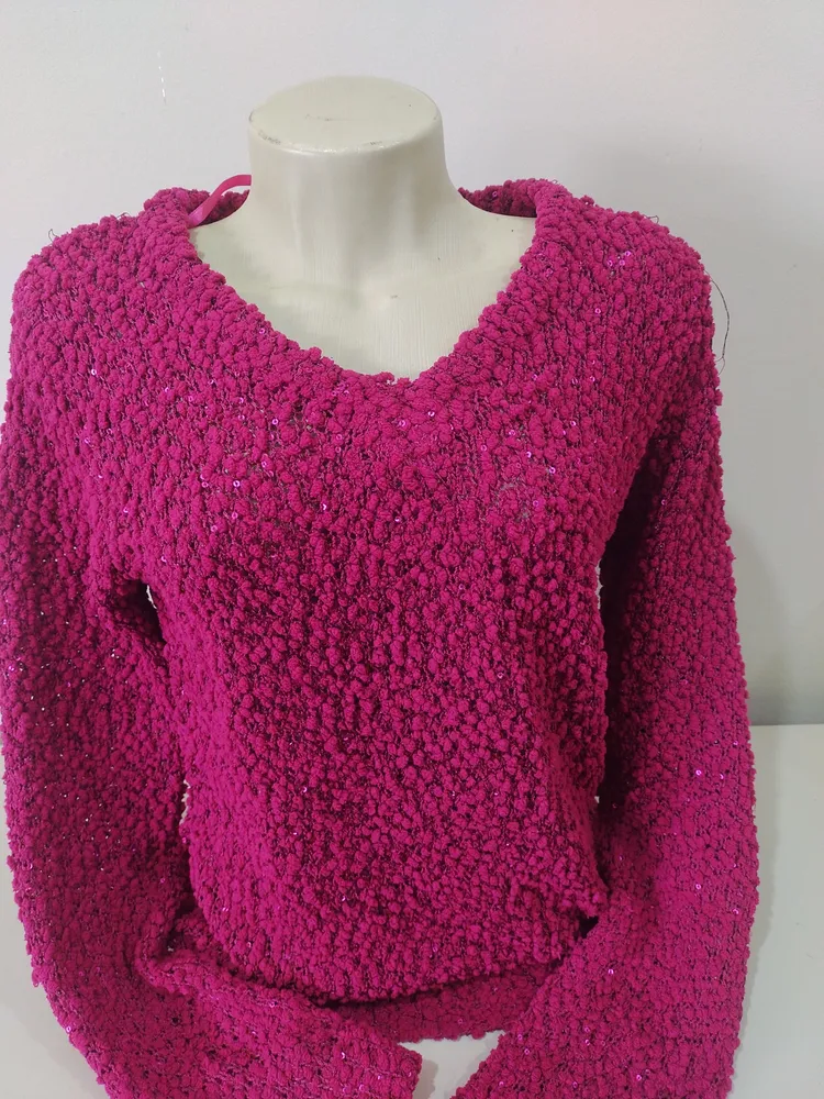 tricot marfinno fucsia com brilho