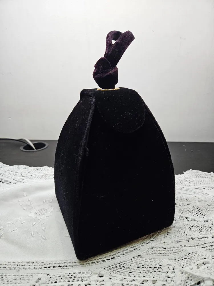 bolsa de mão dryzun veludo preto vintage