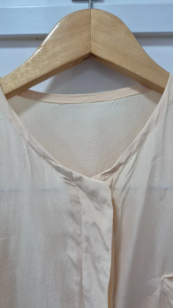 blusa vintage seda bege M