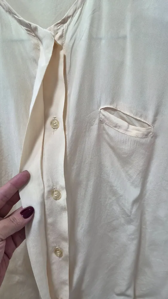 blusa vintage seda bege M