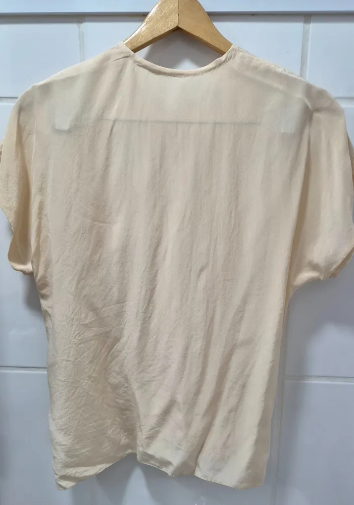 blusa vintage seda bege M