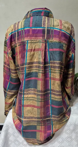 Camisa xadrez vintage em seda