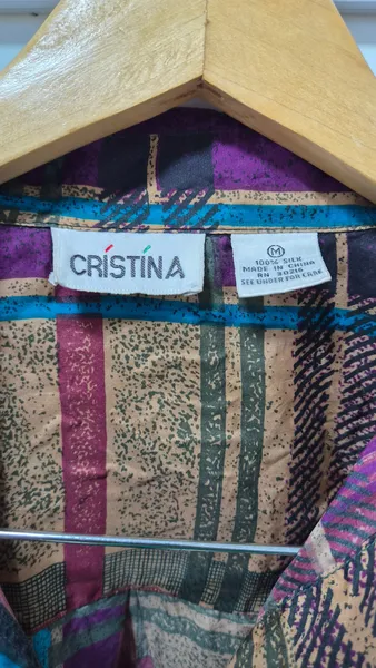 Camisa xadrez vintage em seda