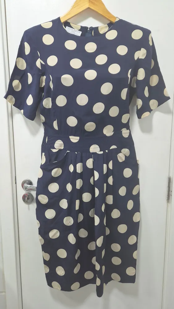 Vestido seda poá Nina Ricci 40