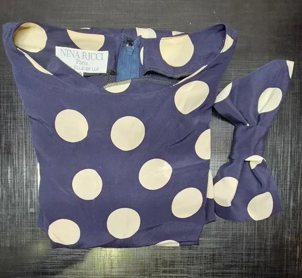 Vestido seda poá Nina Ricci 40