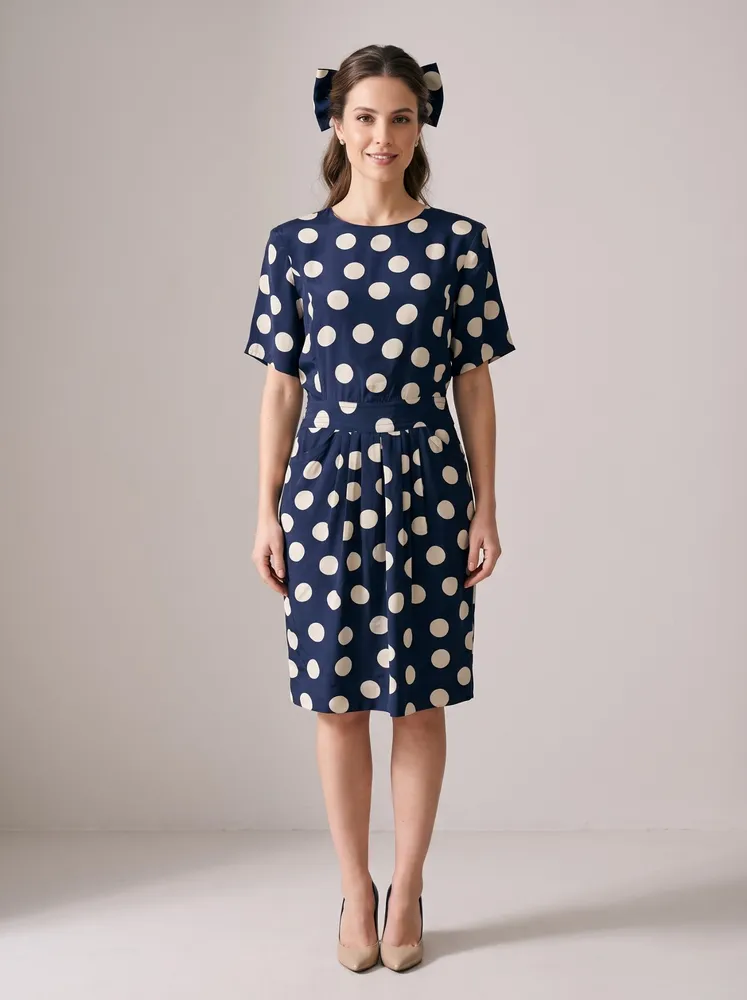 Vestido seda poá Nina Ricci 40