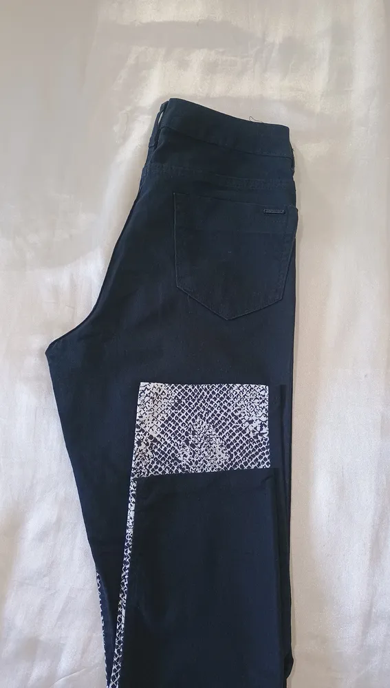 Calça cós alto Sarja