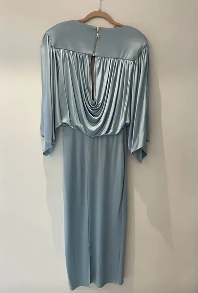 vestido longo azul festa