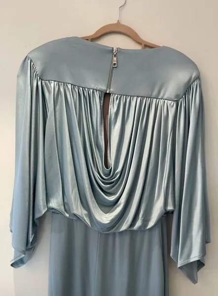 vestido longo azul festa