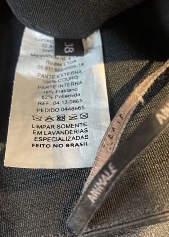 calça animale de couro legítimo preta