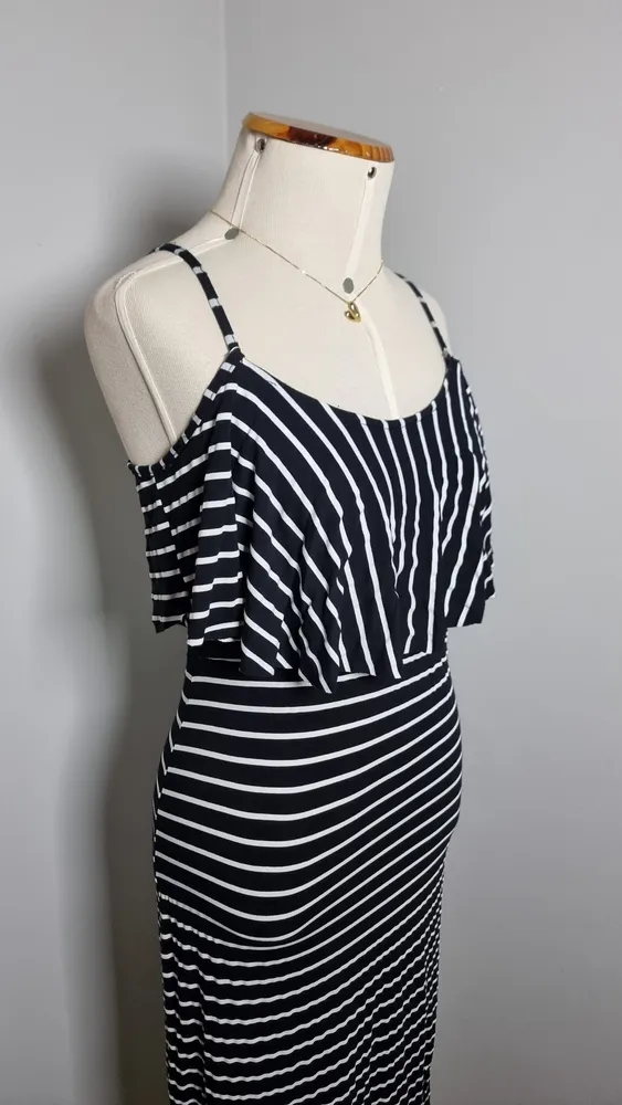 Vestido longo listrado / G