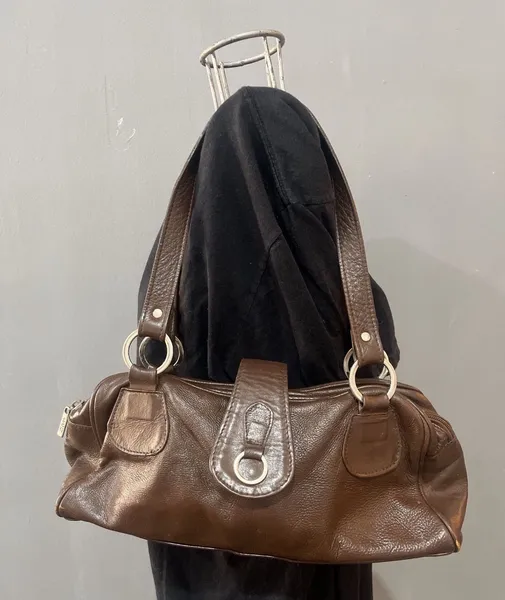 Bolsa matiz  em couro legitmo marrom