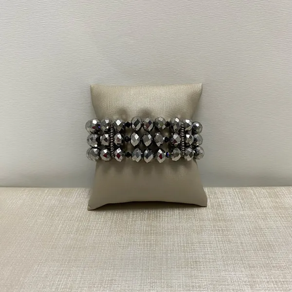 Bracelete em cristais facetado grafite