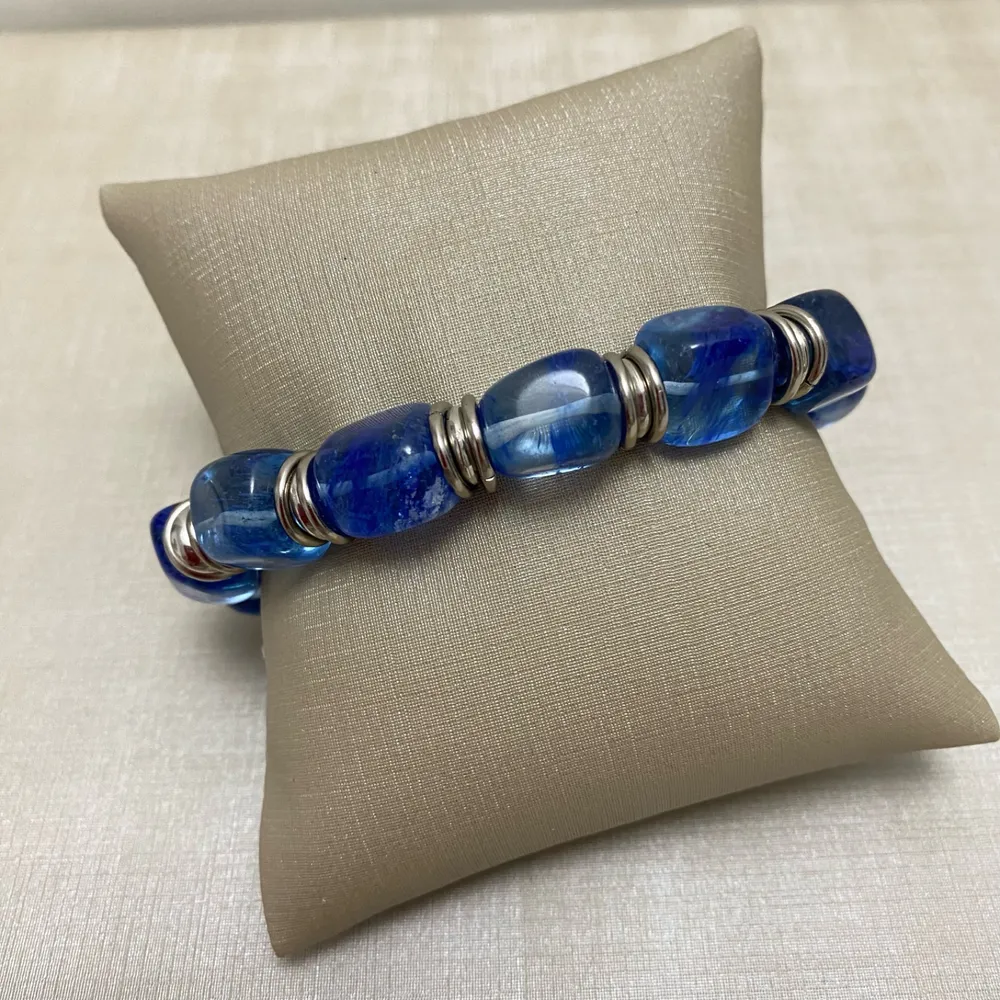 Pulseira com pedra jade azul