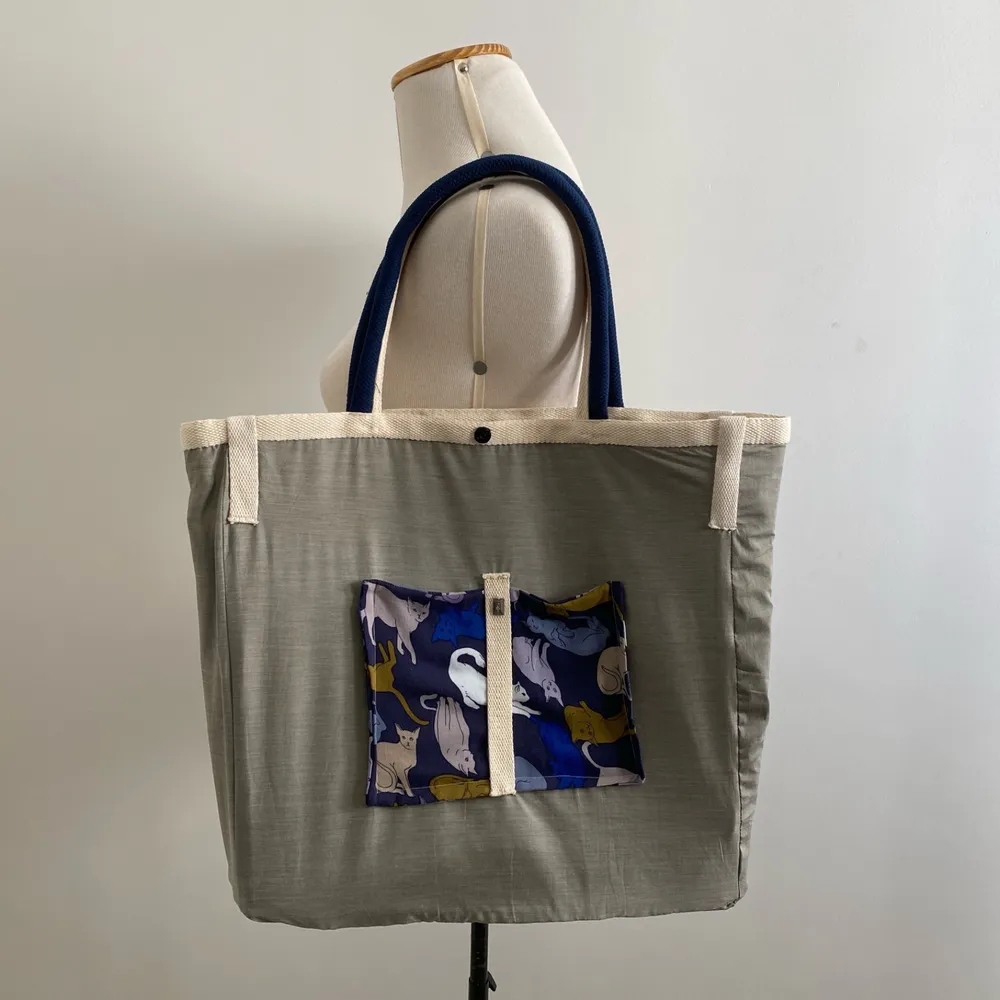 Bolsa grande em juta e viscose forrada